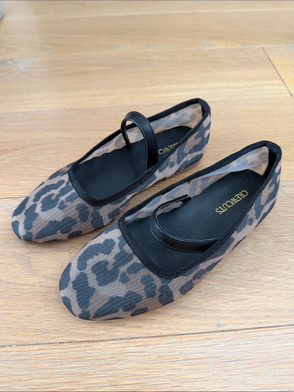 Crewcuts Leopard-Print Mary Jane Flats in Brown and Black